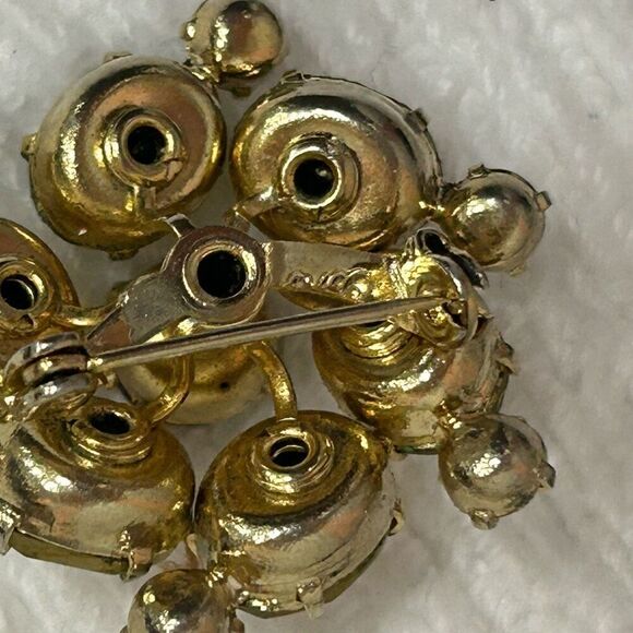 Vintage Coro Swirl Brooch Pin Women's OS Citrine Topaz Rhinestone 60s Signed - Picture 9 of 10